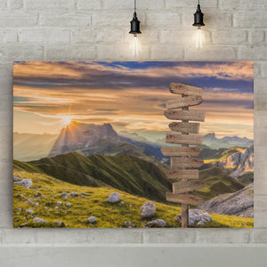 Calming Sunrise View At The Dolomites Mountain Range, Custom Canvas