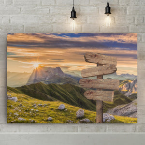 Calming Sunrise View At The Dolomites Mountain Range, Custom Canvas