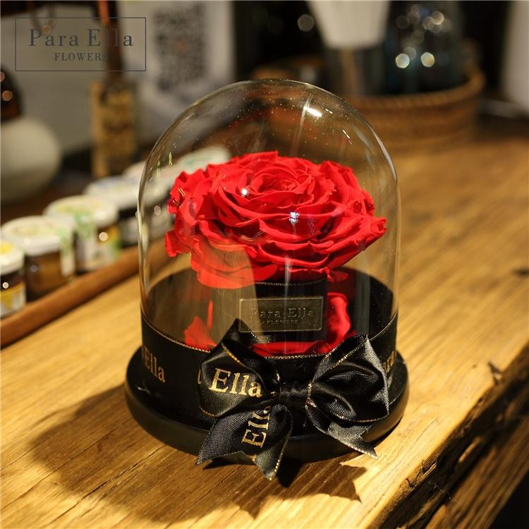 Eternal Real Rose Bud In Elegant Glass Dome