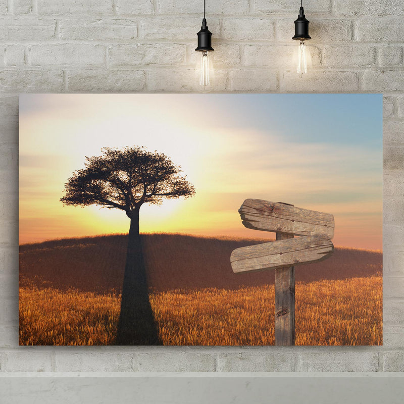 Gentle Silhouette Of Tree During Sunset, Custom Canvas