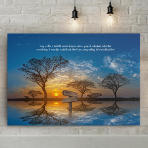 The Silhouette Of A Group Of Acacia Trees During Sunset With A Beautiful Message, Custom Canvas