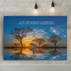 The Silhouette Of A Group Of Acacia Trees During Sunset With A Beautiful Message, Custom Canvas