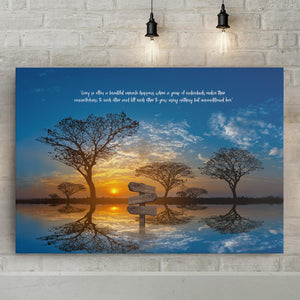 The Silhouette Of A Group Of Acacia Trees During Sunset With A Beautiful Message, Custom Canvas