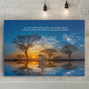 The Silhouette Of A Group Of Acacia Trees During Sunset With A Beautiful Message, Custom Canvas