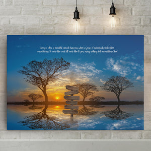 The Silhouette Of A Group Of Acacia Trees During Sunset With A Beautiful Message, Custom Canvas