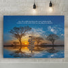 The Silhouette Of A Group Of Acacia Trees During Sunset With A Beautiful Message, Custom Canvas